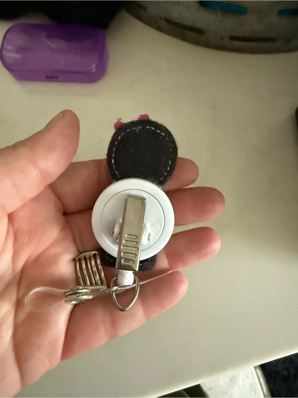 Black Skeleton Badge Reel with Pink Bow